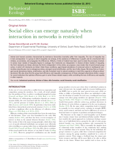 ISBE Social elites can emerge naturally when interaction in networks is restricted Behavioral