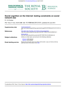 Social cognition on the Internet: testing constraints on social network size References