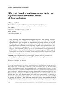 Effects of Duration and Laughter on Subjective Happiness Within Different Modes