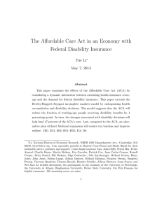 The Affordable Care Act in an Economy with Federal Disability Insurance
