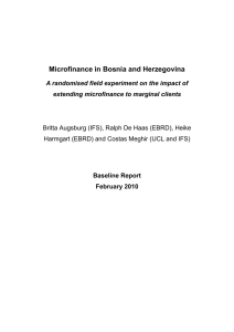 Microfinance in Bosnia and Herzegovina  Baseline Report February 2010