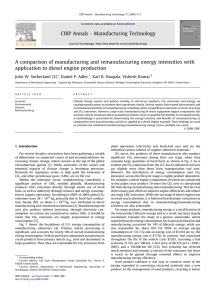 A comparison of manufacturing and remanufacturing energy intensities with