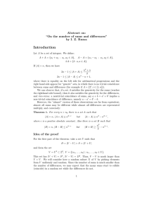 Introduction Abstract on: “On the number of sums and differences”