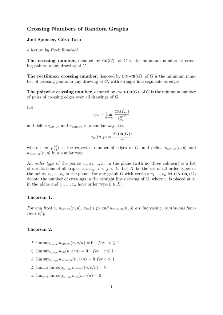 Crossing Numbers Of Random Graphs