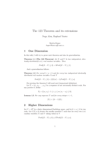 The 123 Theorem and its extensions 1 One Dimension Noga Alon, Raphael Yuster