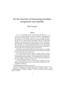 On the measure of intersecting families, uniqueness and stability. Ehud Friedgut