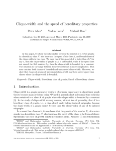 Clique-width and the speed of hereditary properties Peter Allen Vadim Lozin Micha¨el Rao