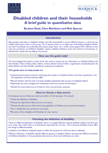 Disabled children and their households  A brief guide to quantitative data