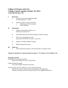 College of Sciences and Arts College Council Agenda, October 29, 2012: