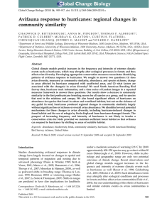 Avifauna response to hurricanes: regional changes in community similarity