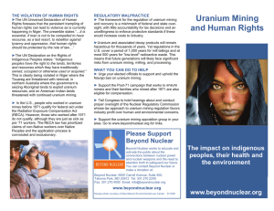 Uranium Mining THE VIOLATION OF HUMAN RIGHTS REGULATORY MALPRACTICE