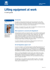 Lifting equipment at work A brief guide Introduction