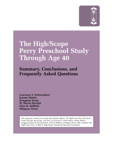 The High/Scope Perry Preschool Study Through Age 40 Summary, Conclusions, and