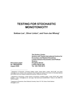 TESTING FOR STOCHASTIC MONOTONICITY  Sokbae Lee