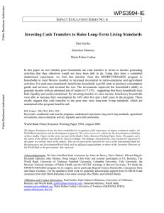 WPS3994-IE  Investing Cash Transfers to Raise Long-Term Living Standards I