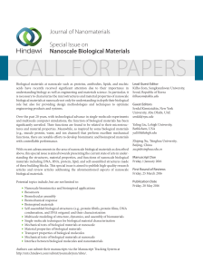 CALL FOR PAPERS Journal of Nanomaterials Special Issue on Nanoscale Biological Materials