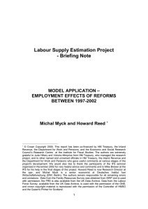 Labour Supply Estimation Project - Briefing Note  MODEL APPLICATION –