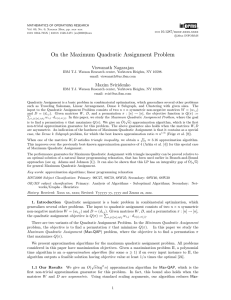 inf orms On the Maximum Quadratic Assignment Problem Viswanath Nagarajan