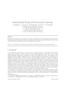 Optimal Bundle Pricing with Monotonicity Constraint ∗, T. Vredeveld A. Grigoriev