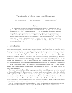 The diameter of a long-range percolation graph Don Coppersmith David Gamarnik Maxim Sviridenko