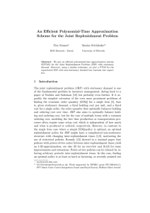 An Efficient Polynomial-Time Approximation Scheme for the Joint Replenishment Problem Tim Nonner