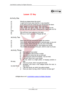 Lesson 12 Key Activity One