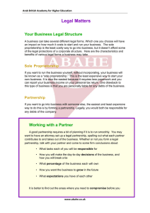 Legal Matters  Your Business Legal Structure