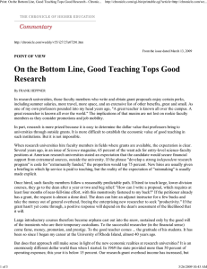 Print: On the Bottom Line, Good Teaching Tops Good Research -...