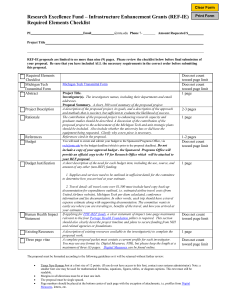 Research Excellence Fund – Infrastructure Enhancement Grants (REF-IE) Required Elements Checklist