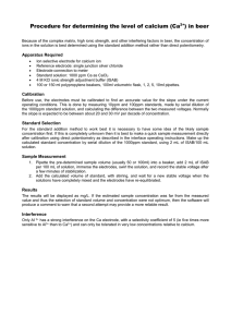 Procedure for determining the level of calcium (Ca ) in beer