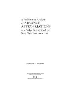 ADVANCE APPROPRIATIONS A Preliminary Analysis Budgeting Method
