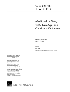 W O R K I N G Medicaid at Birth,