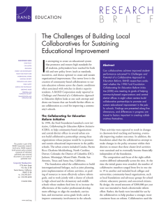 I The Challenges of Building Local Collaboratives for Sustaining Educational Improvement