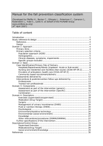 Manual for the fall prevention classification system