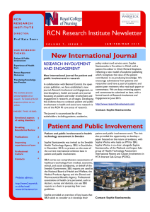 New International Journal RCN Research Institute Newsletter RESEARCH INVOLVEMENT AND ENGAGEMENT