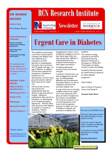 RCN Research Institute Urgent Care in Diabetes Newsletter