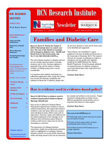RCN Research Institute  Newsletter Families and Diabetic Care