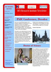 RCN Research Institute Newsletter PAIC Conference, Dresden