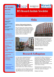 RCN Research Institute Newsletter  Oslo