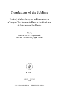 Translations of the Sublime The Early Modern Reception and Dissemination of Longinus’