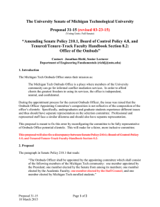 The University Senate of Michigan Technological University Proposal 31-15