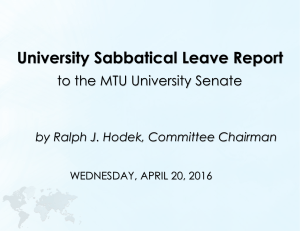 University Sabbatical Leave Report to the MTU University Senate