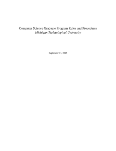 Computer Science Graduate Program Rules and Procedures Michigan Technological University