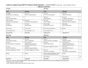 Software Engineering (SSEN) Freshmen Model Schedule – Effective Fall 2013  1
