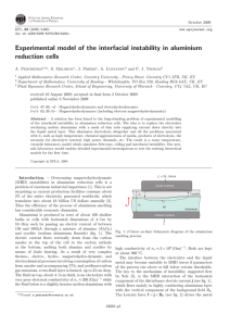 Experimental model of the interfacial instability in aluminium reduction cells