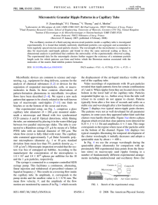 Micrometric Granular Ripple Patterns in a Capillary Tube F. Zoueshtiagh, V. Thomy,