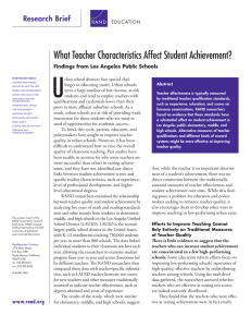 U What Teacher Characteristics Affect Student Achievement?  Research Brief