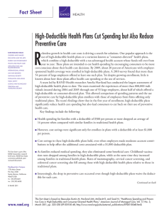 R High-Deductible Health Plans Cut Spending but Also Reduce Preventive Care Fact sheet