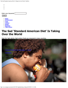 The Sad 'Standard American Diet' Is Taking Over the World Share Take Action