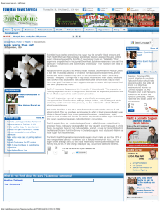 Pakistan News Service Sugar worse than salt